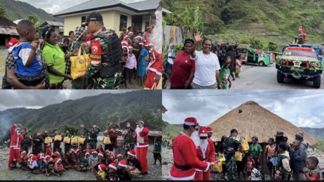 
 Satgas 743 Berbagi Kasih Natal, Warga Kota Mulia Sambut Penuh Sukacita