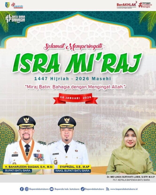 
 Bapenda Batu Bara Sampaikan Ucapan Peringatan Isra’ Mi’raj 1447 H / 2026